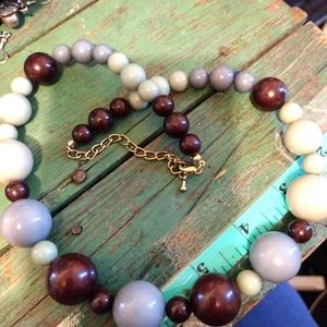 Blue and Brown Necklace Chunky